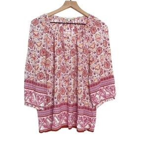ADRIENNE VITTADINI Floral Paisley Peasant Blouse Top 1X